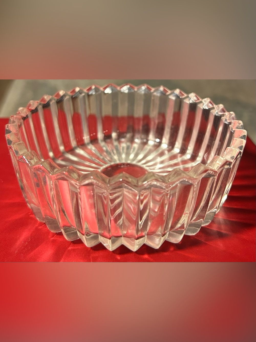Heavy Mikasa crystal hostess bowl in the Diamond Fire pattern